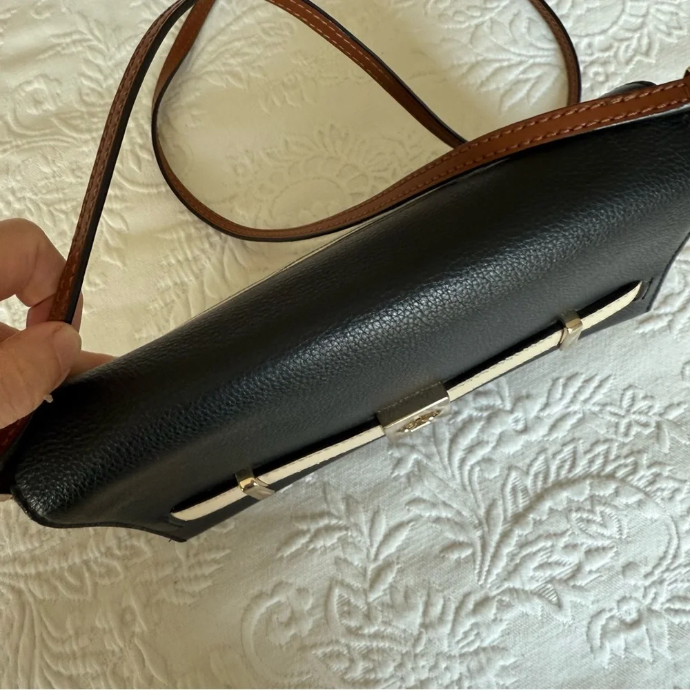 Kate Spade Striped Crossbody Bag Black and Cream
